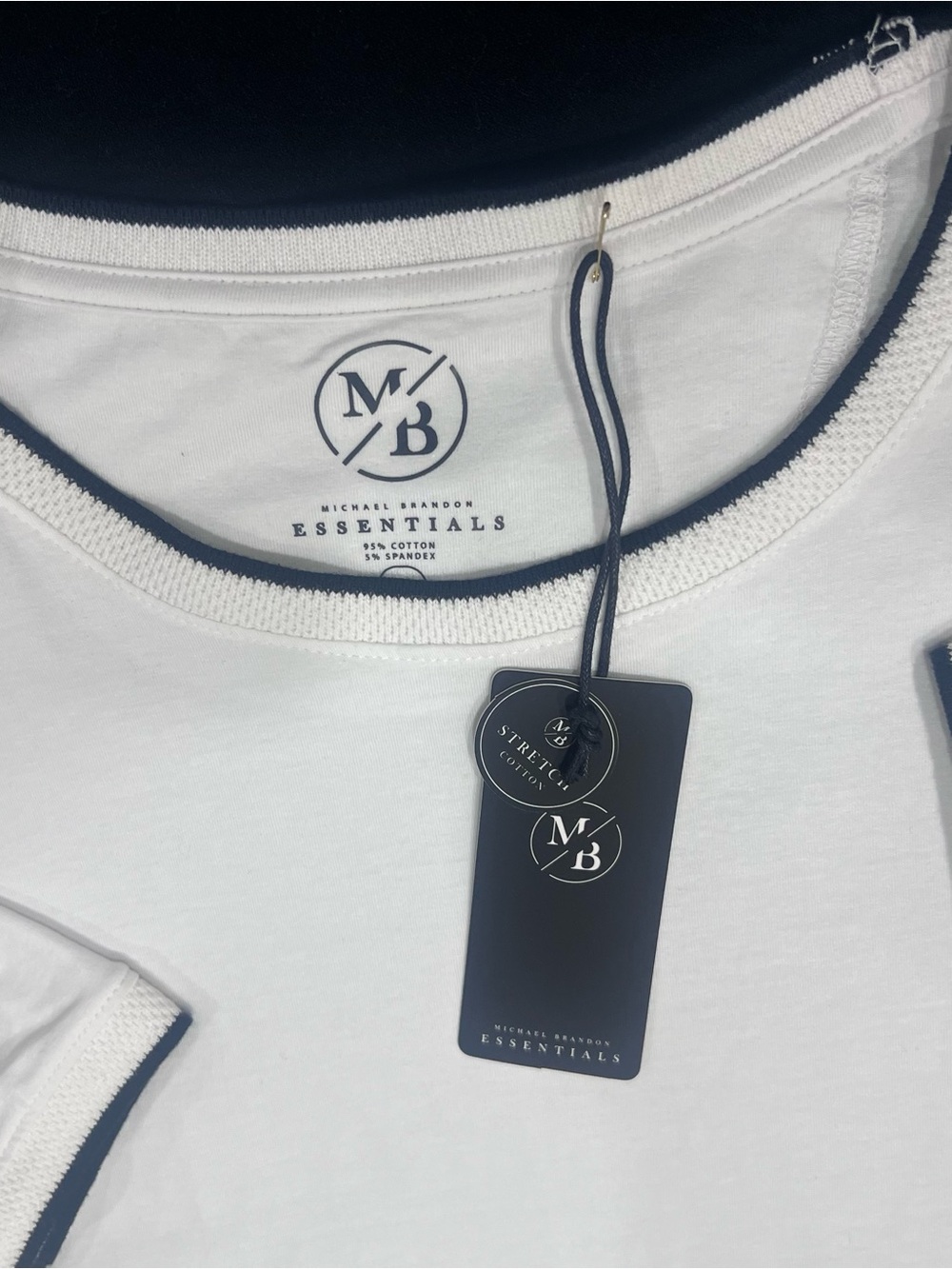 Michael Brandon White Short-Sleeve Tee with Black Trim